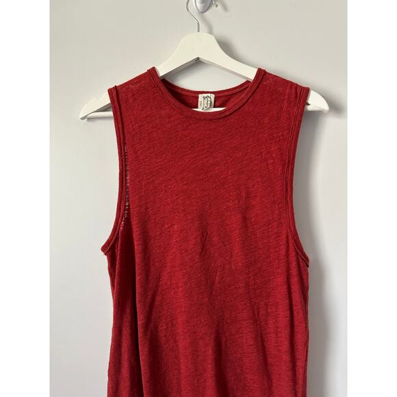 Free People All The Time Linen Blend Bodysuit Red Orange size Small - Picture 10 of 11